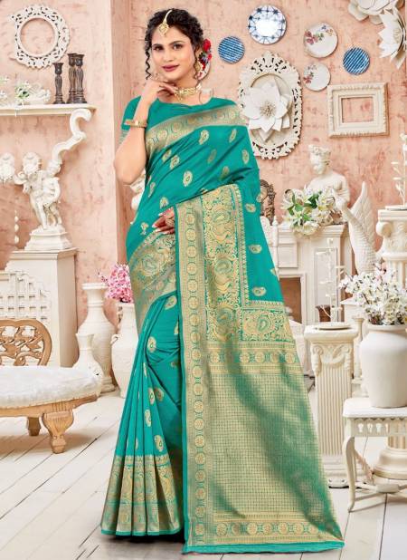 Green Colour SANTRAJ TEXO FAB 1015 New Festive Wear Banarsi Silk Latest Saree Collection 1015 Green